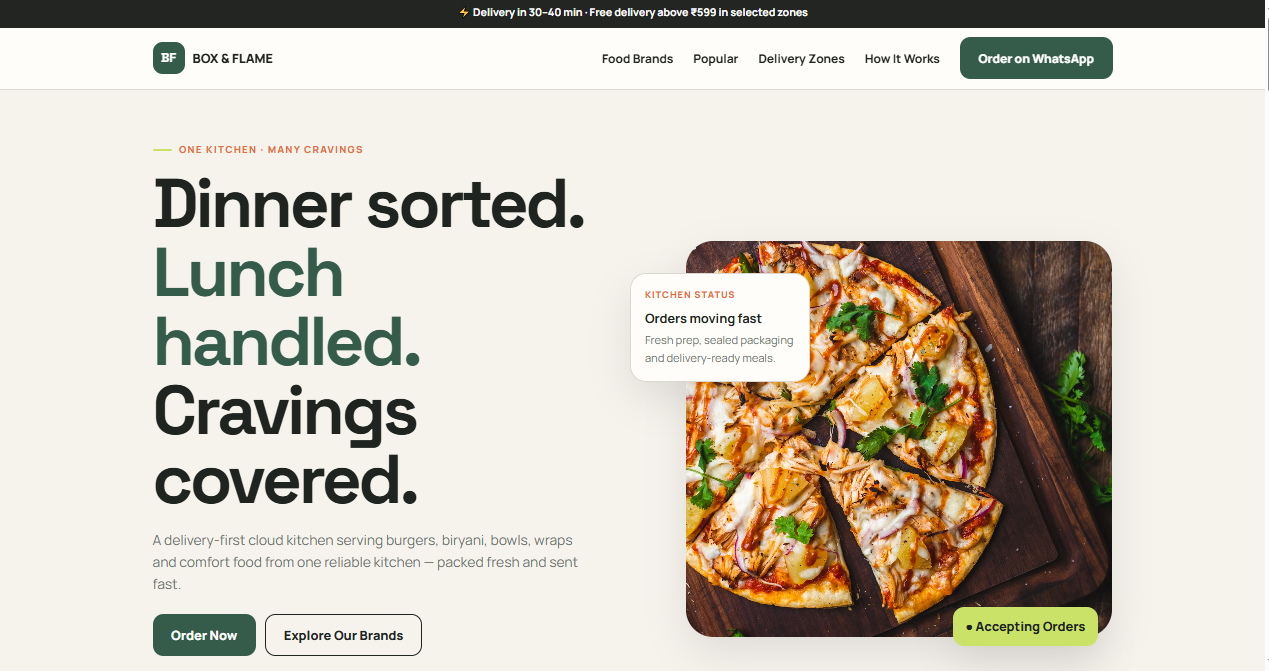Cloud Kitchen Professional Landing Page