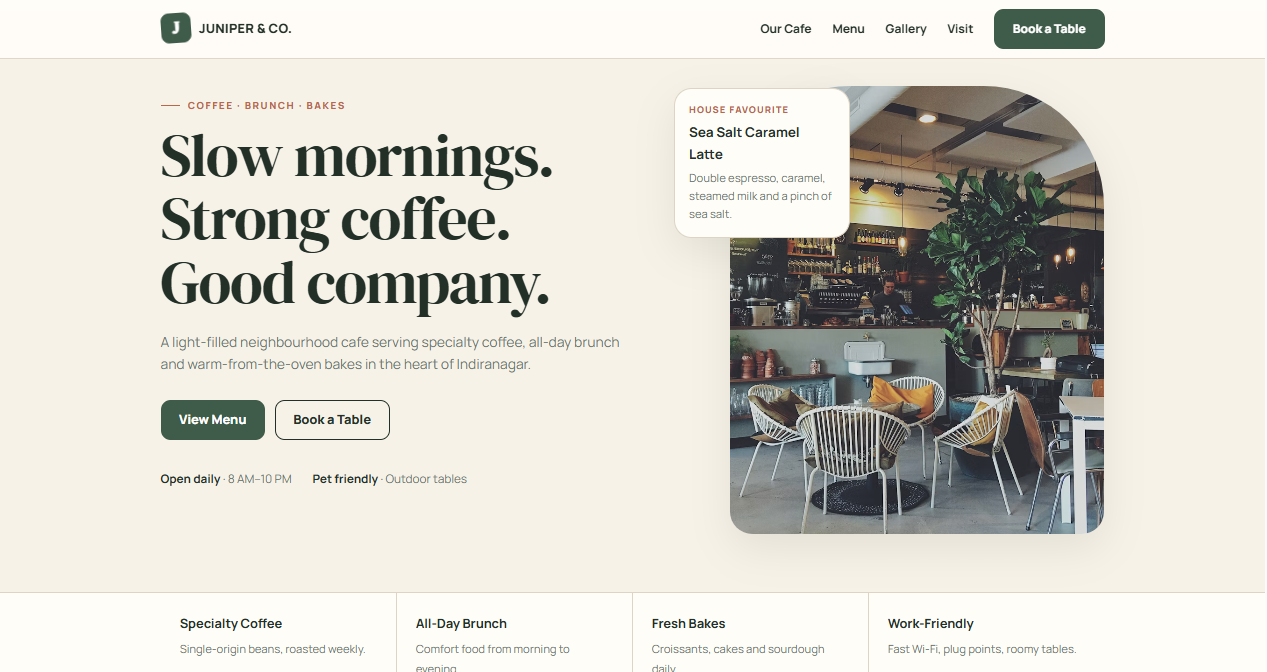 Cafe Professional Landing Page