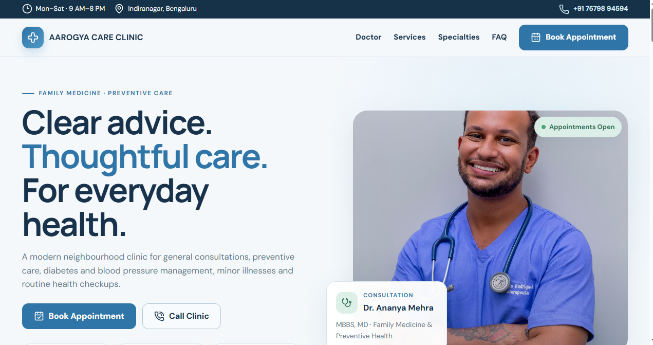 Clinic Professional Landing Page