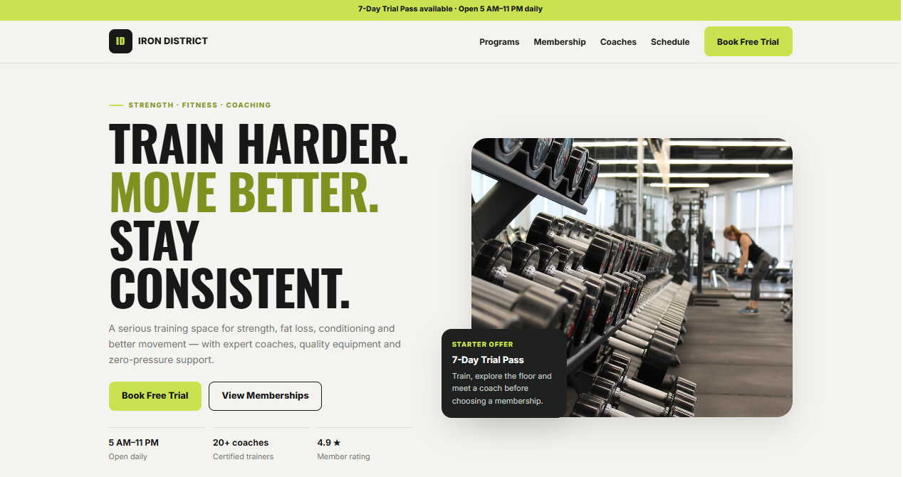 GYM Professional Landing Page